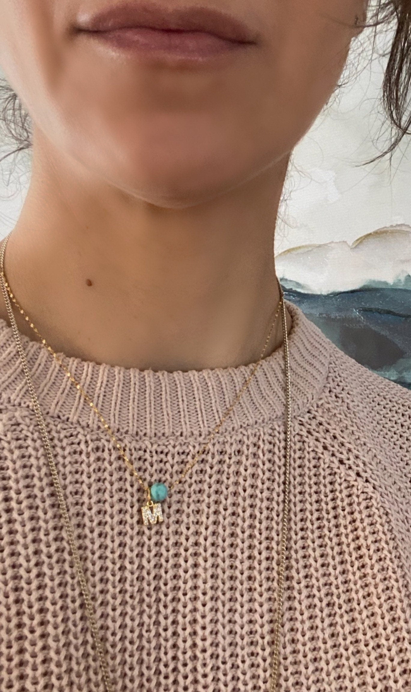 Cubic zirconium initial necklace